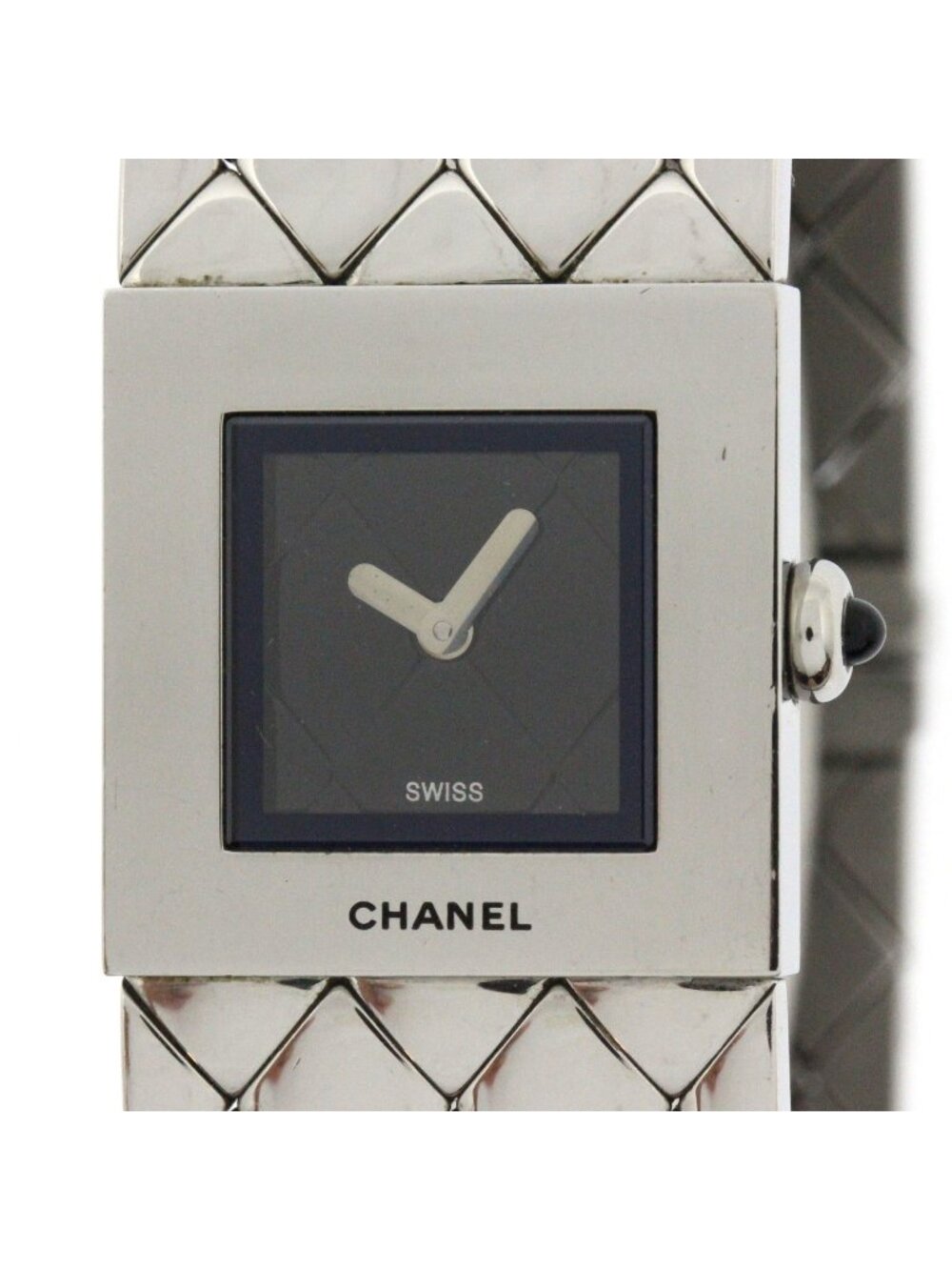 Chanel Quilted Watch Steel Black Dial Quartz